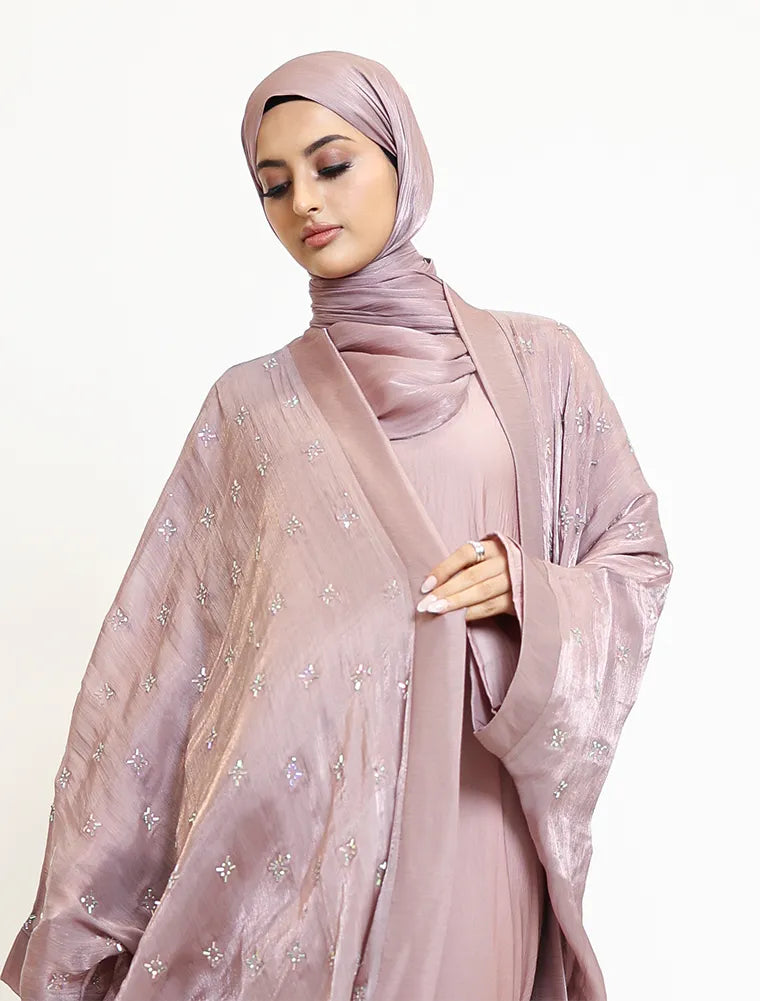 Rose Pink Sparkle Organza Kimono Set (ZA555)