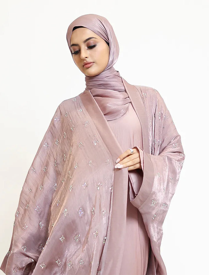Rose Pink Sparkle Organza Kimono Set (ZA555)