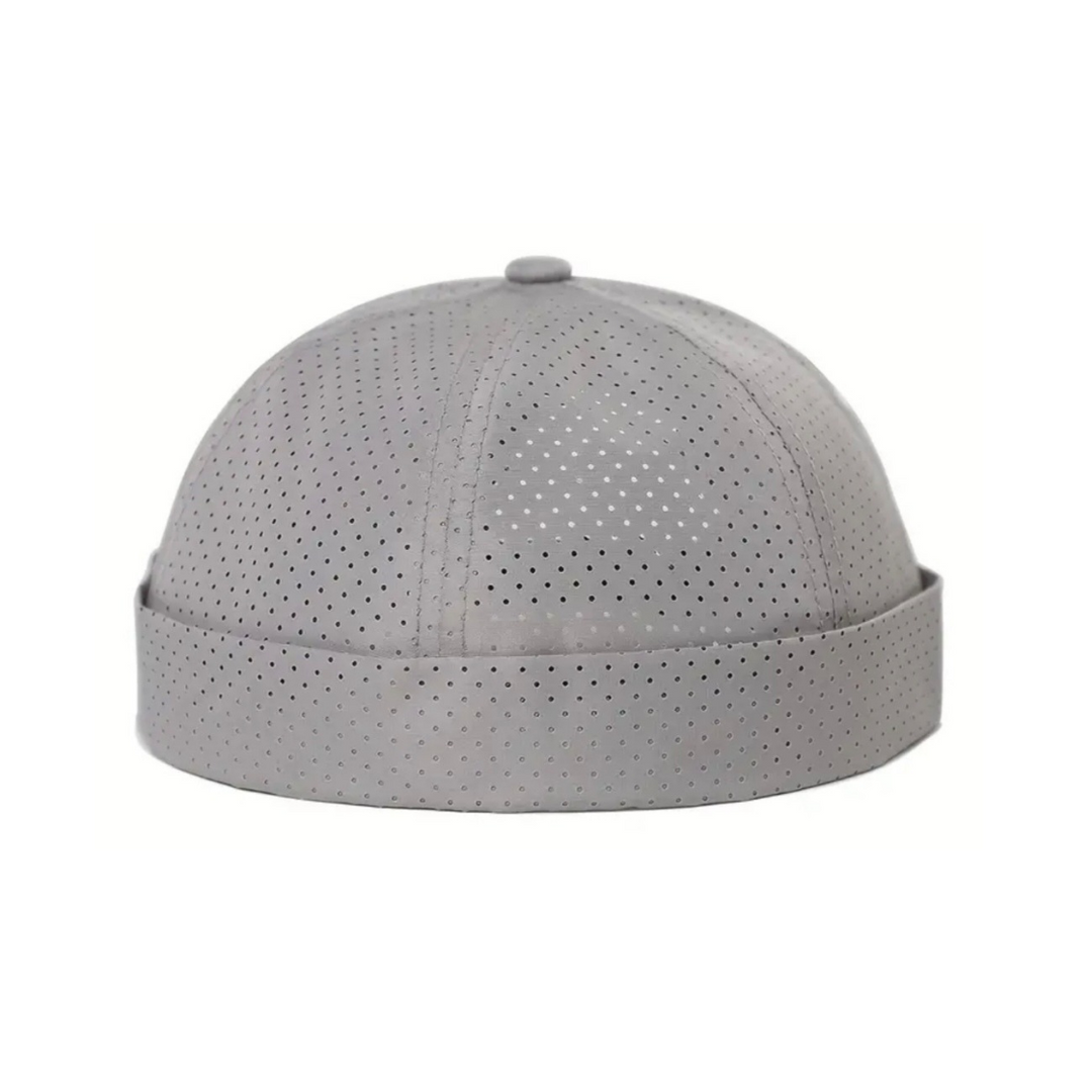 Mens Perforated Breathable Docker Hat - Grey