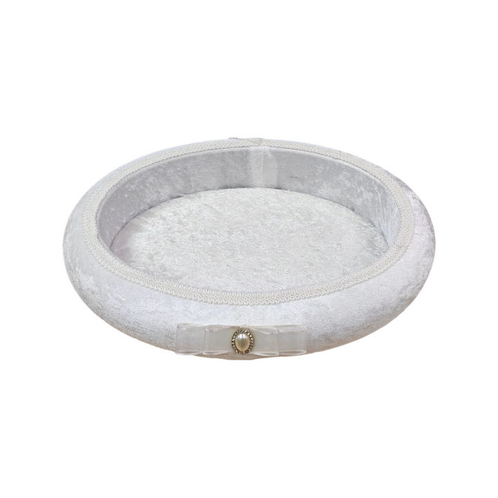 Velvet Oval Gift Hamper Basket - White