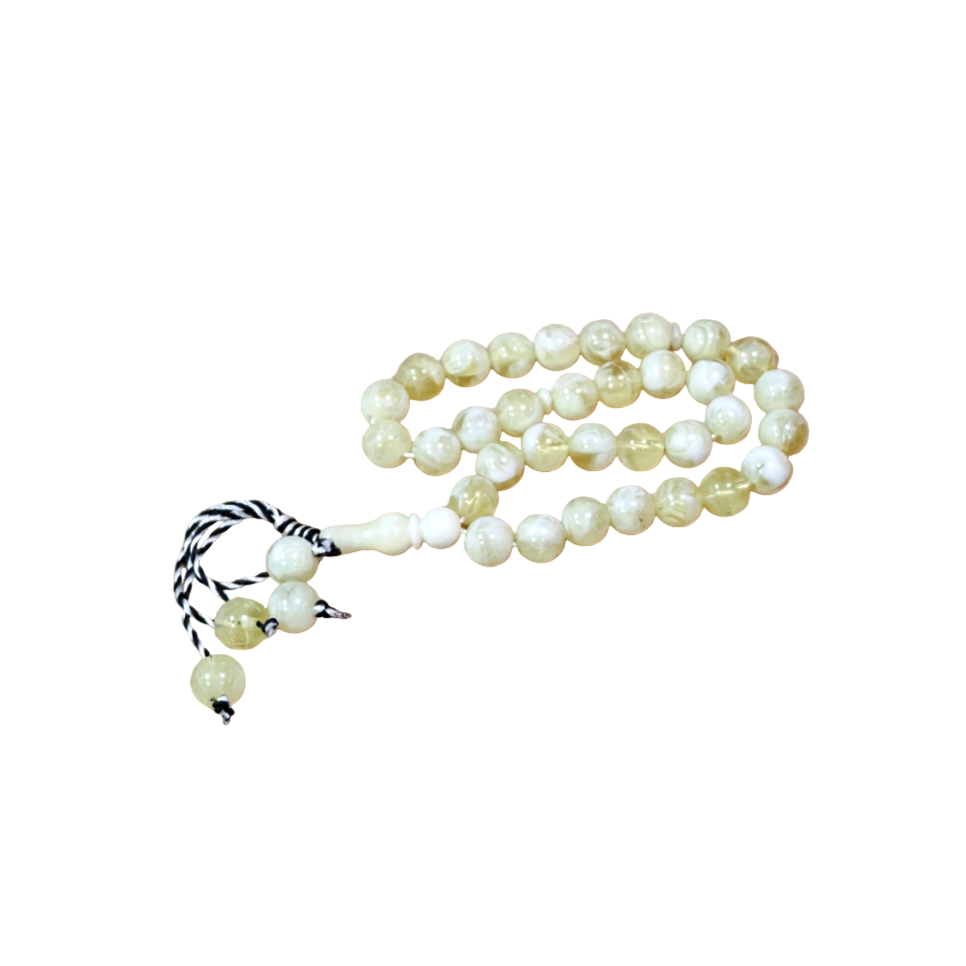33 Bead Cream & White Round Marble Effect Tasbih