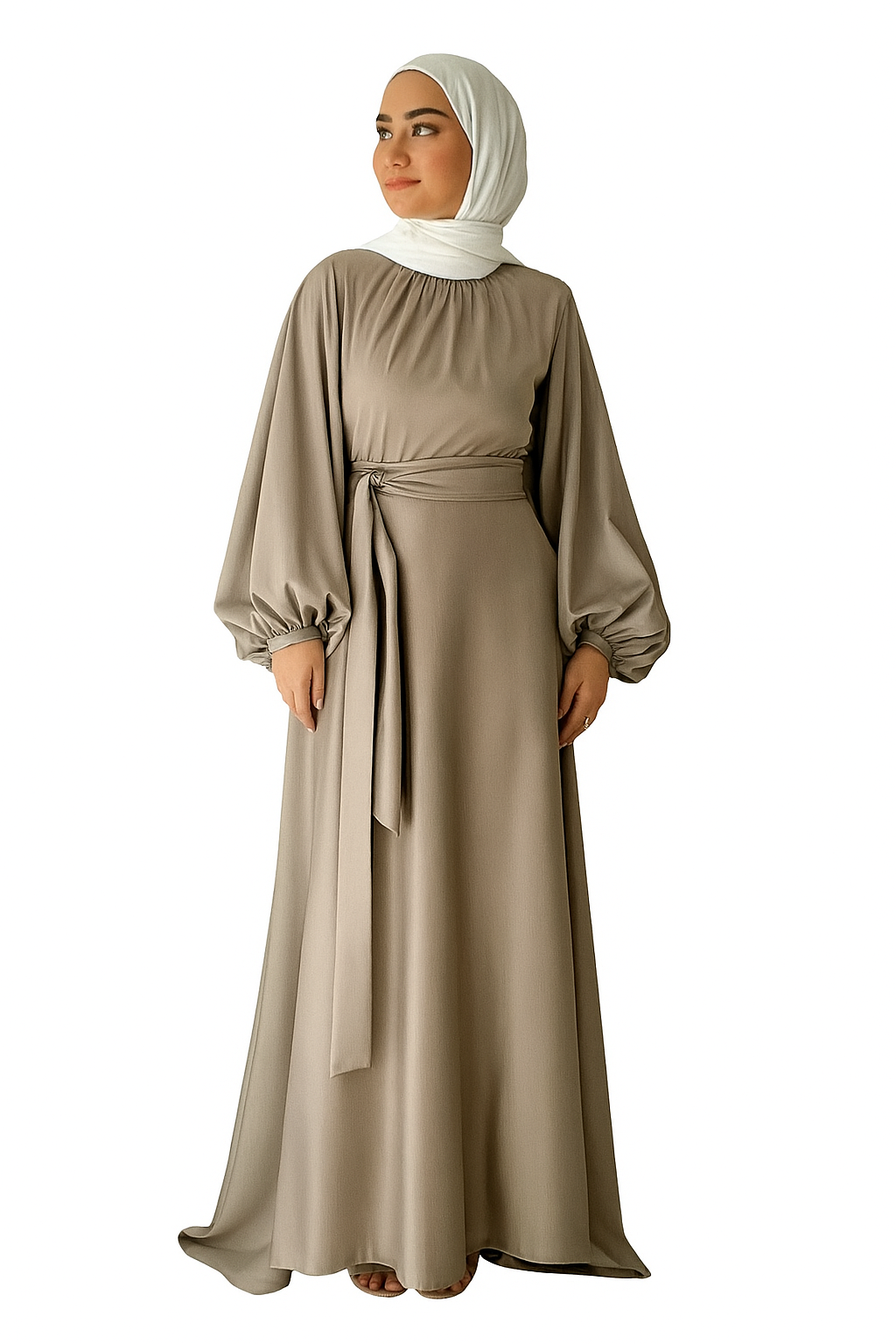 Satin Flowing Dress Abaya One Size