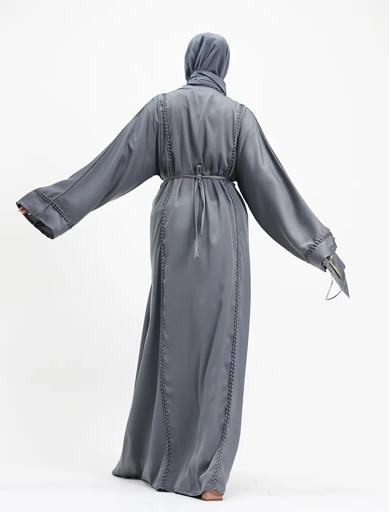2 Piece Grey Kyra Abaya (ZA540)