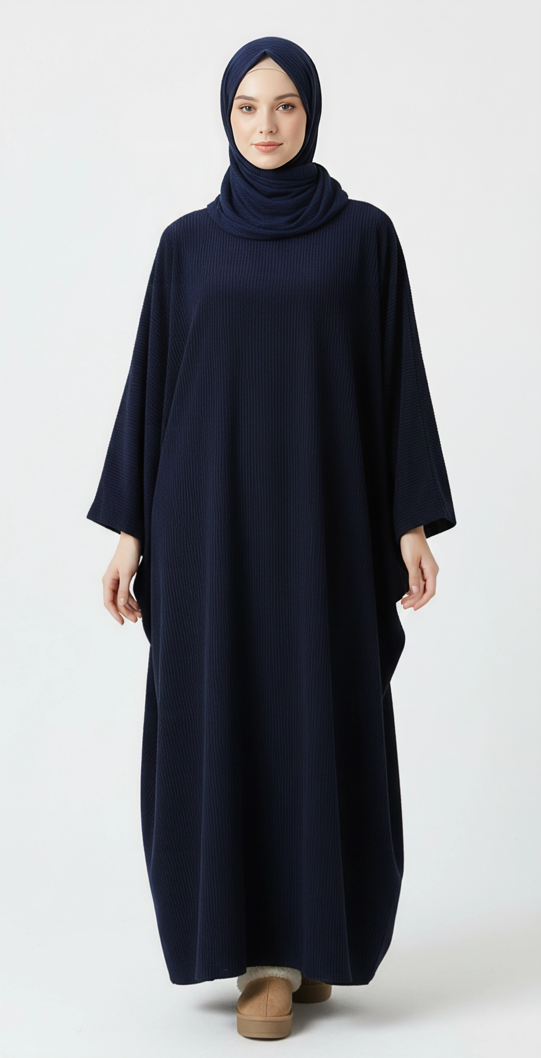 Premium Corduroy Abaya Navy - One Size