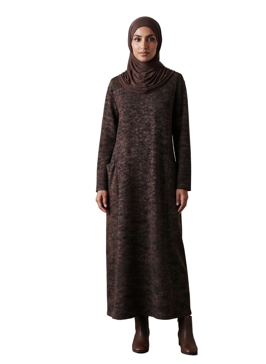 Comfort Dress Pocket Midi - Brown