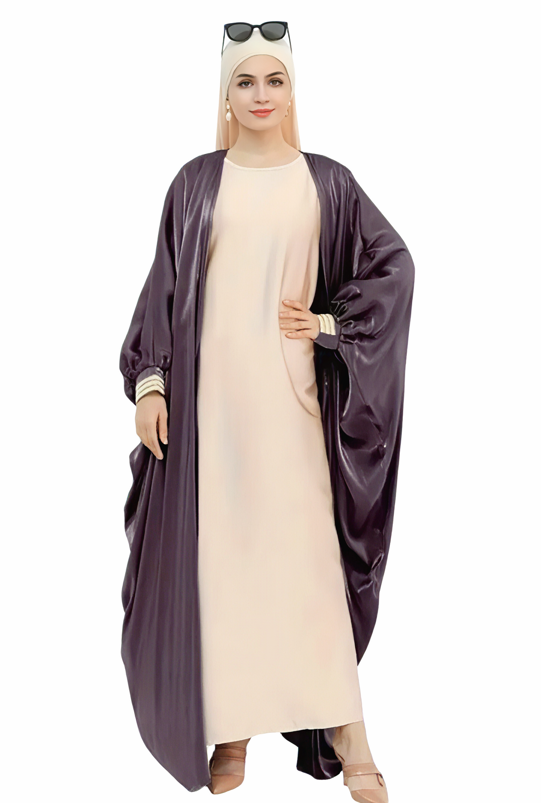 Reflective Long Tunic Open Abaya One Size