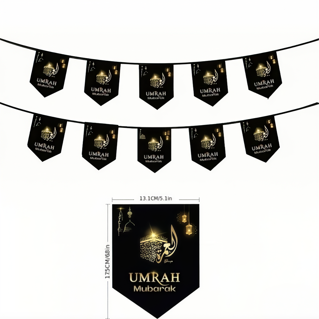 Umrah Mubarak Black & Gold Bunting