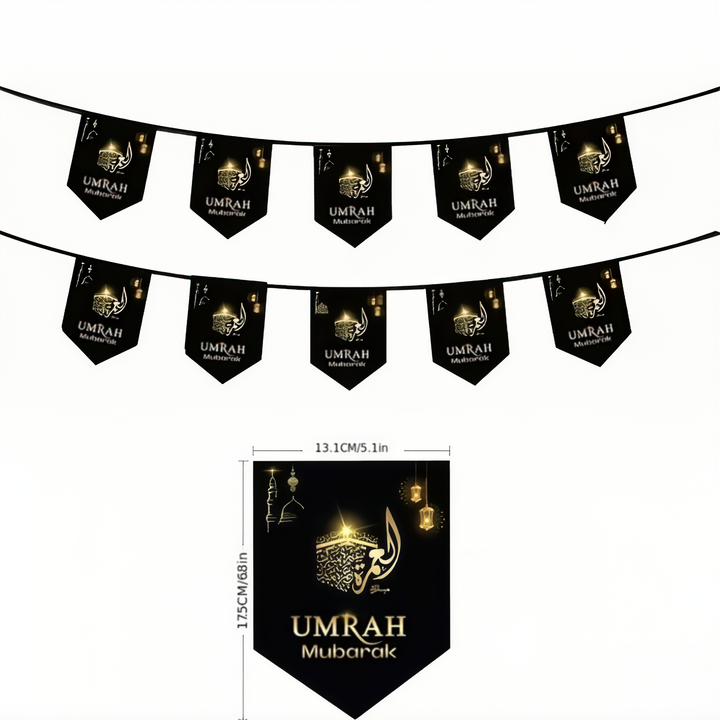 Umrah Mubarak Black & Gold Bunting