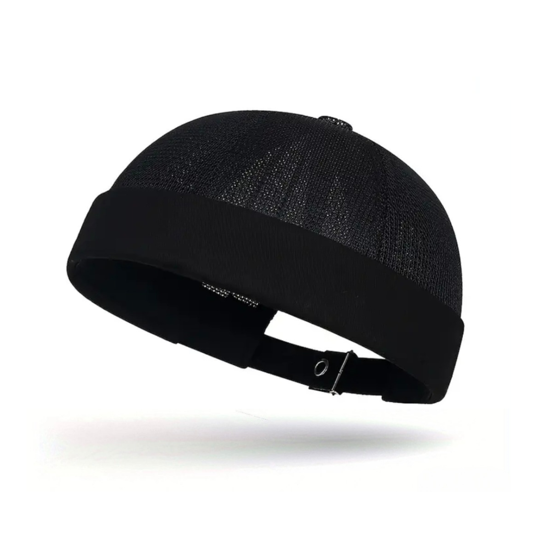 Mens Breathable Mesh Docker Hat - Black