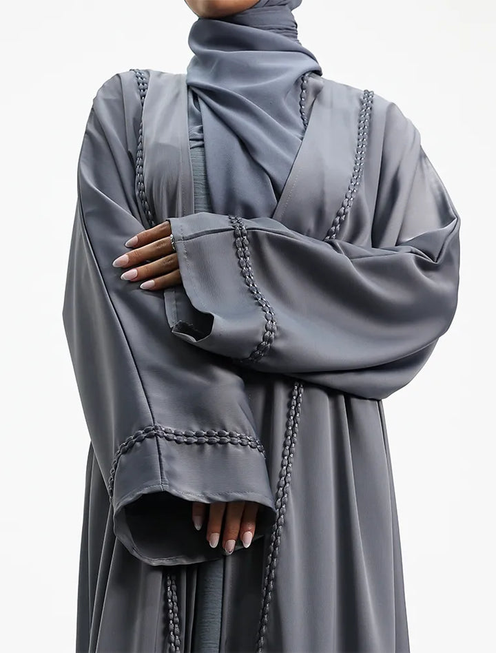 2 Piece Grey Kyra Abaya (ZA540)