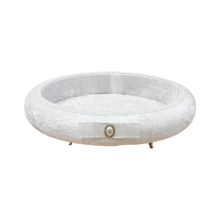 Velvet Oval Gift Hamper Basket - White