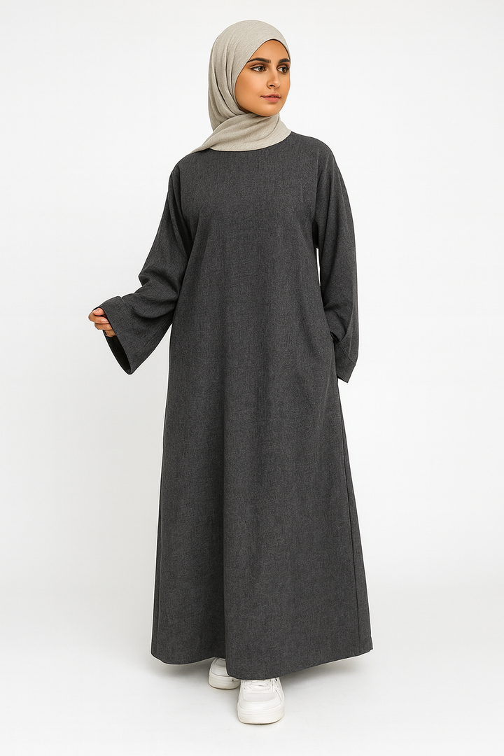 Long Tunic Fabric Print Lightweight Dress Abaya One Size