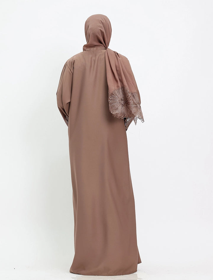 Elegant Floral Sleeved Abaya (ZA521)