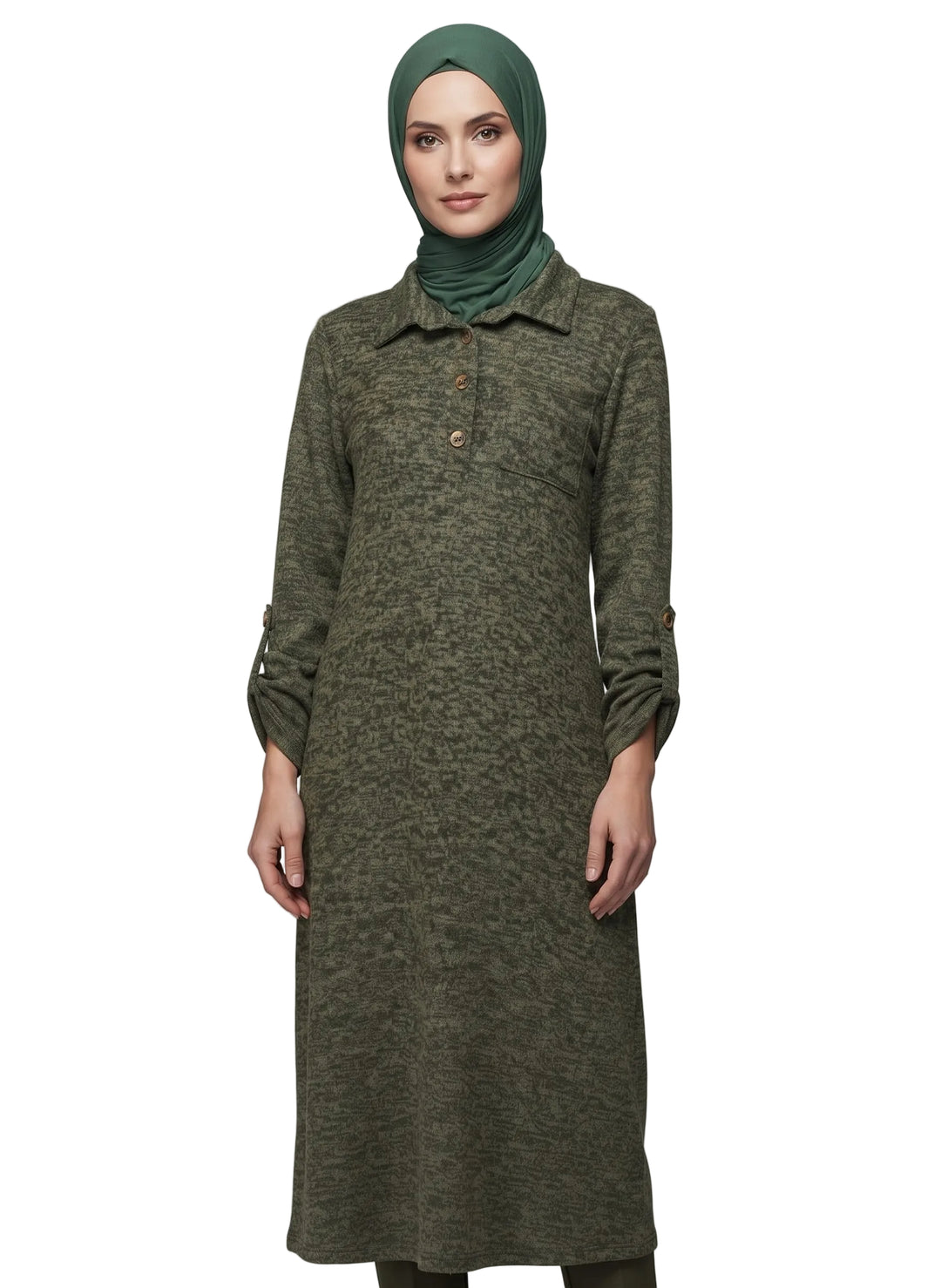 Comfort Shirt Dress Midi - Green
