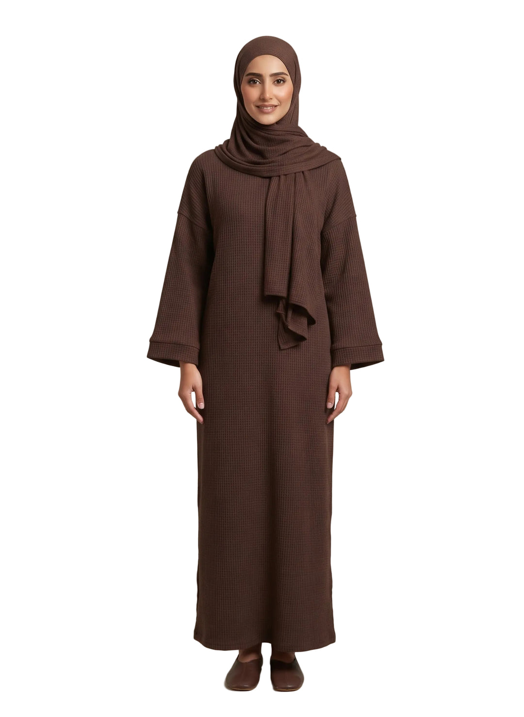Corduroy Winter Abaya One Size - Brown