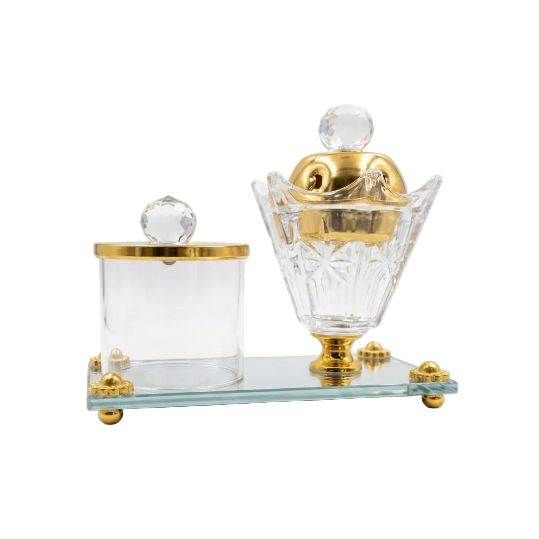 Mini Glass Bakhoor Burner with Storage