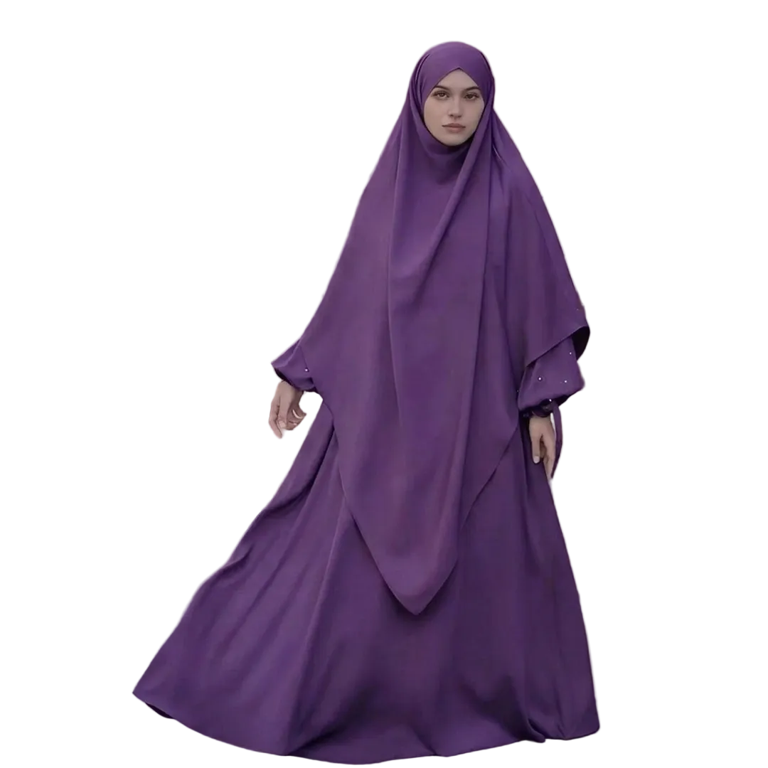 Pearl Violet Abaya 2 piece - One Size