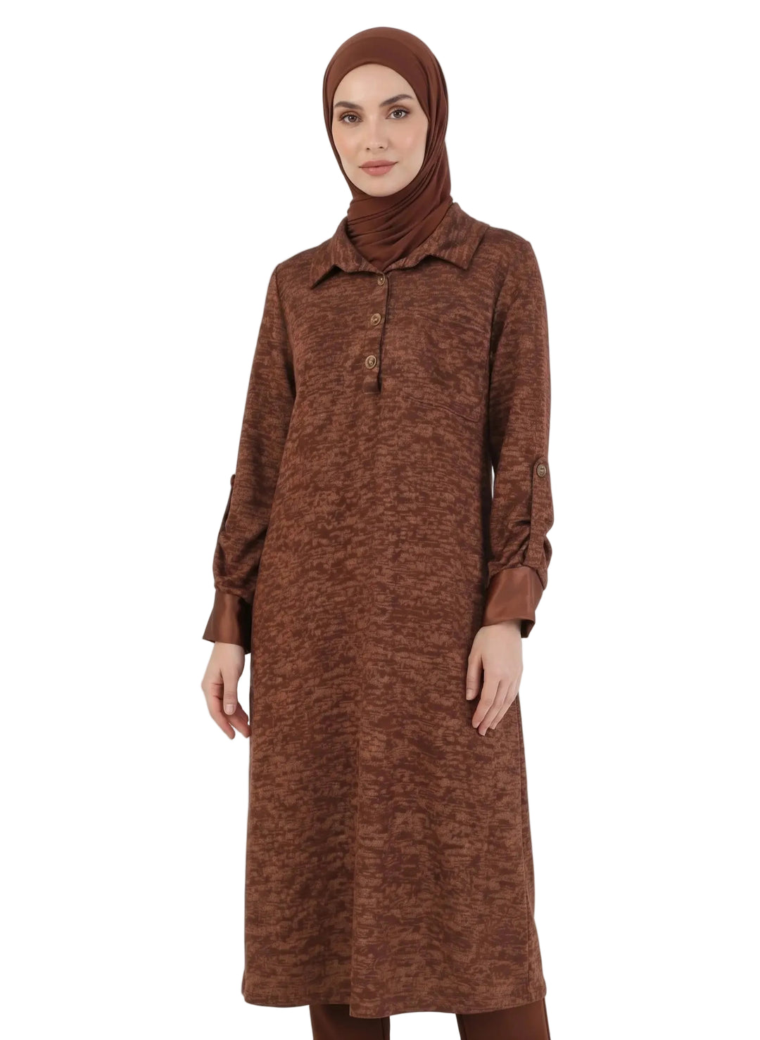 Comfort Shirt Dress Midi - Brown