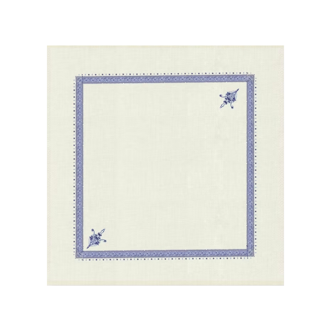 Mens Yemeni Style Shemagh - Cream & Blue