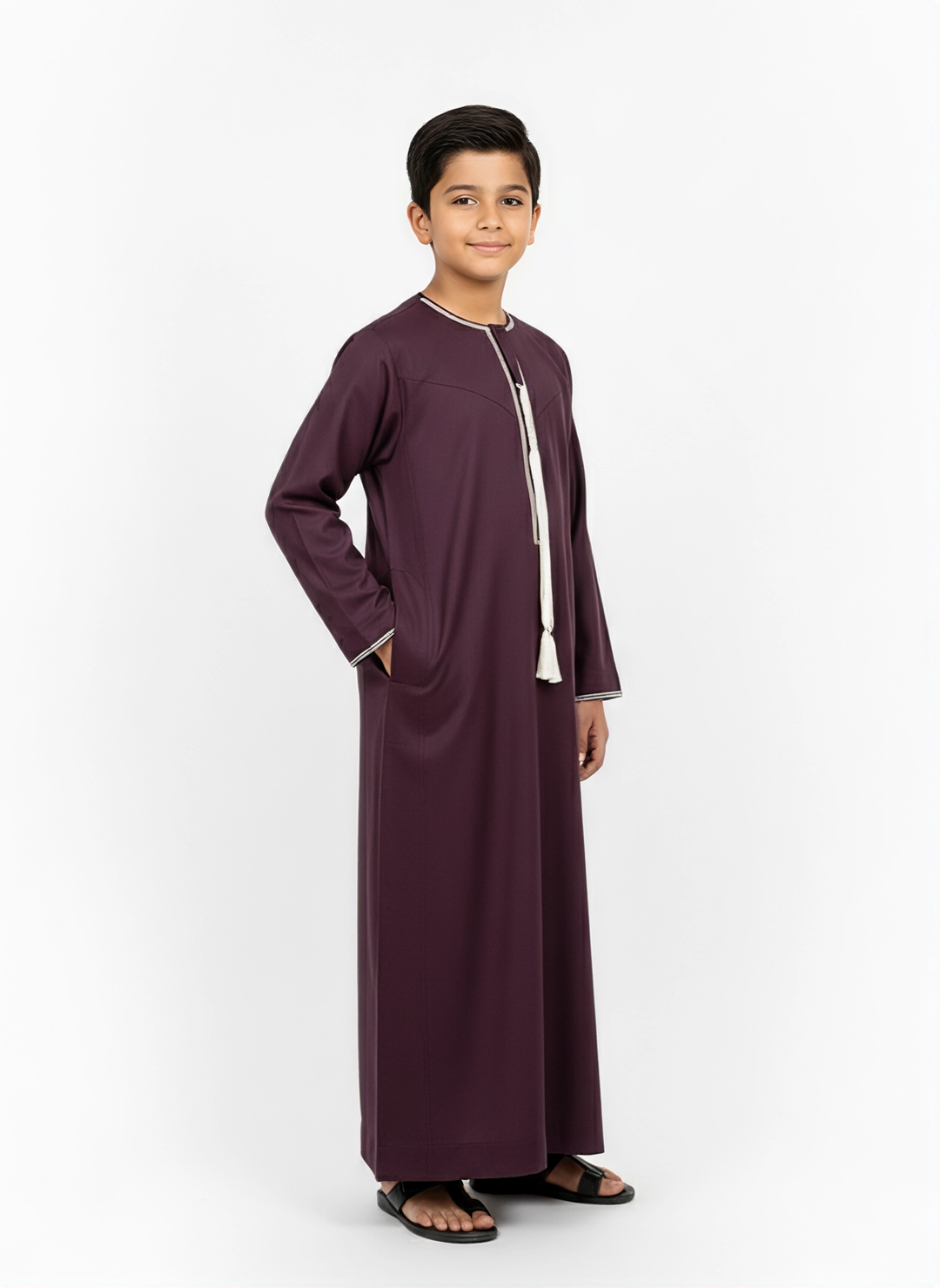 Kids Emirati Tassel Jubba Maroon & Beige