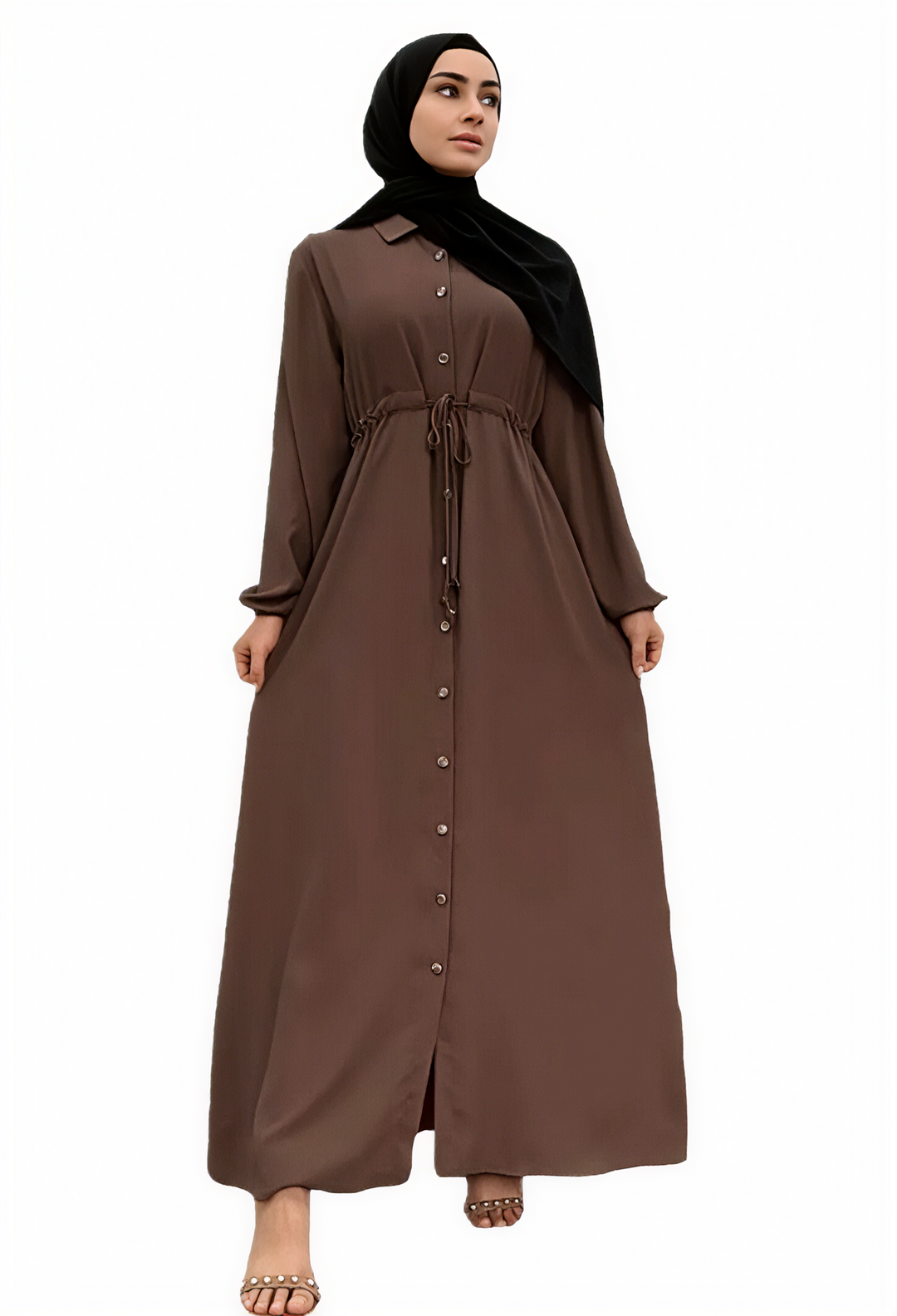 Sakina Long Abaya One Size Brown