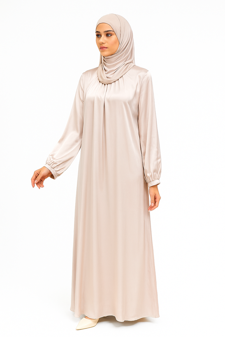 Satin Flowing Dress Abaya One Size