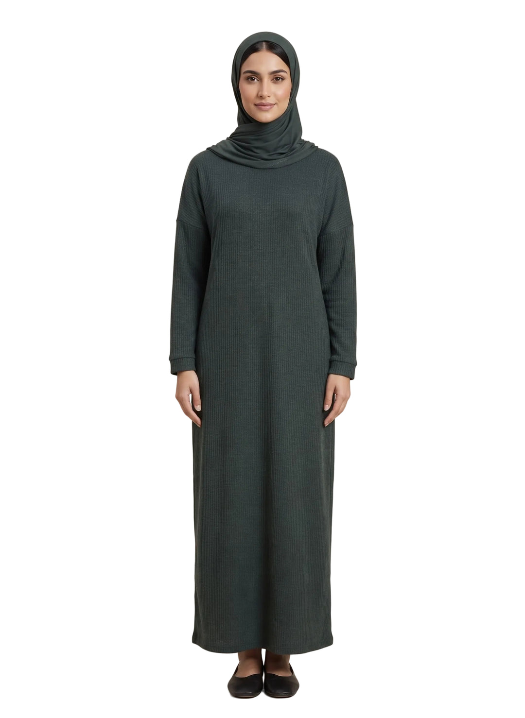 Corduroy Winter Abaya One Sie - Dull Green