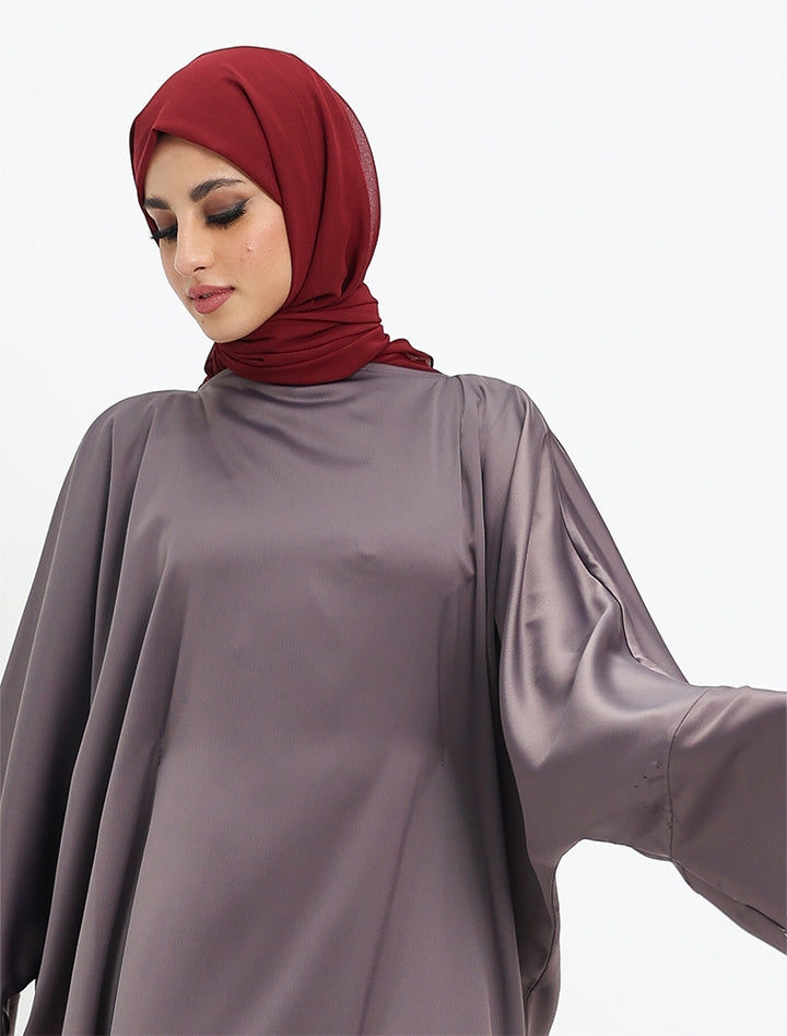 Mauve Plain Satin Batwing