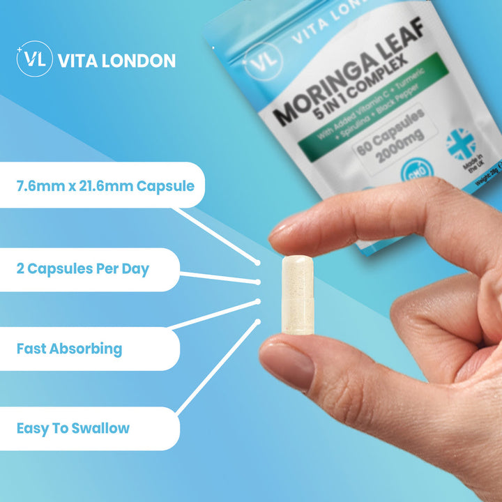 Moringa Leaf 5 in 1 Complex - 2000mg (60 Capsules)