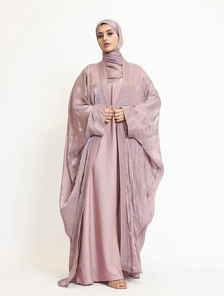 Rose Pink Sparkle Organza Kimono Set (ZA555)