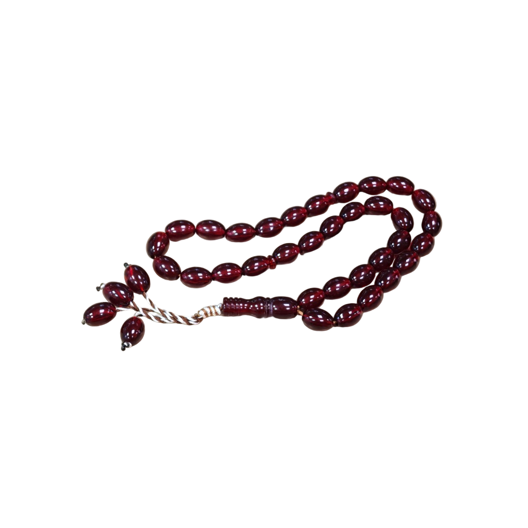 33 Bead Maroon Oval Marble Effect Tasbih