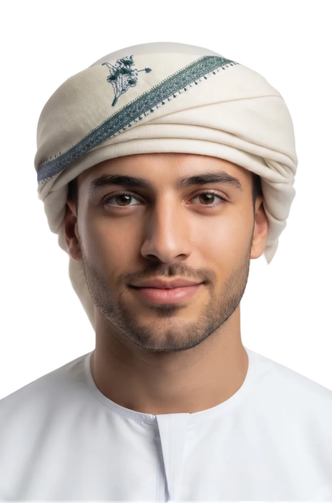 Yemeni Style Shemagh - Cream & Green