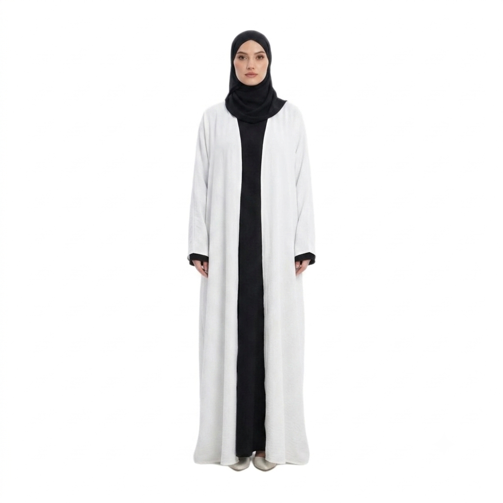 Hurram Open Abaya White