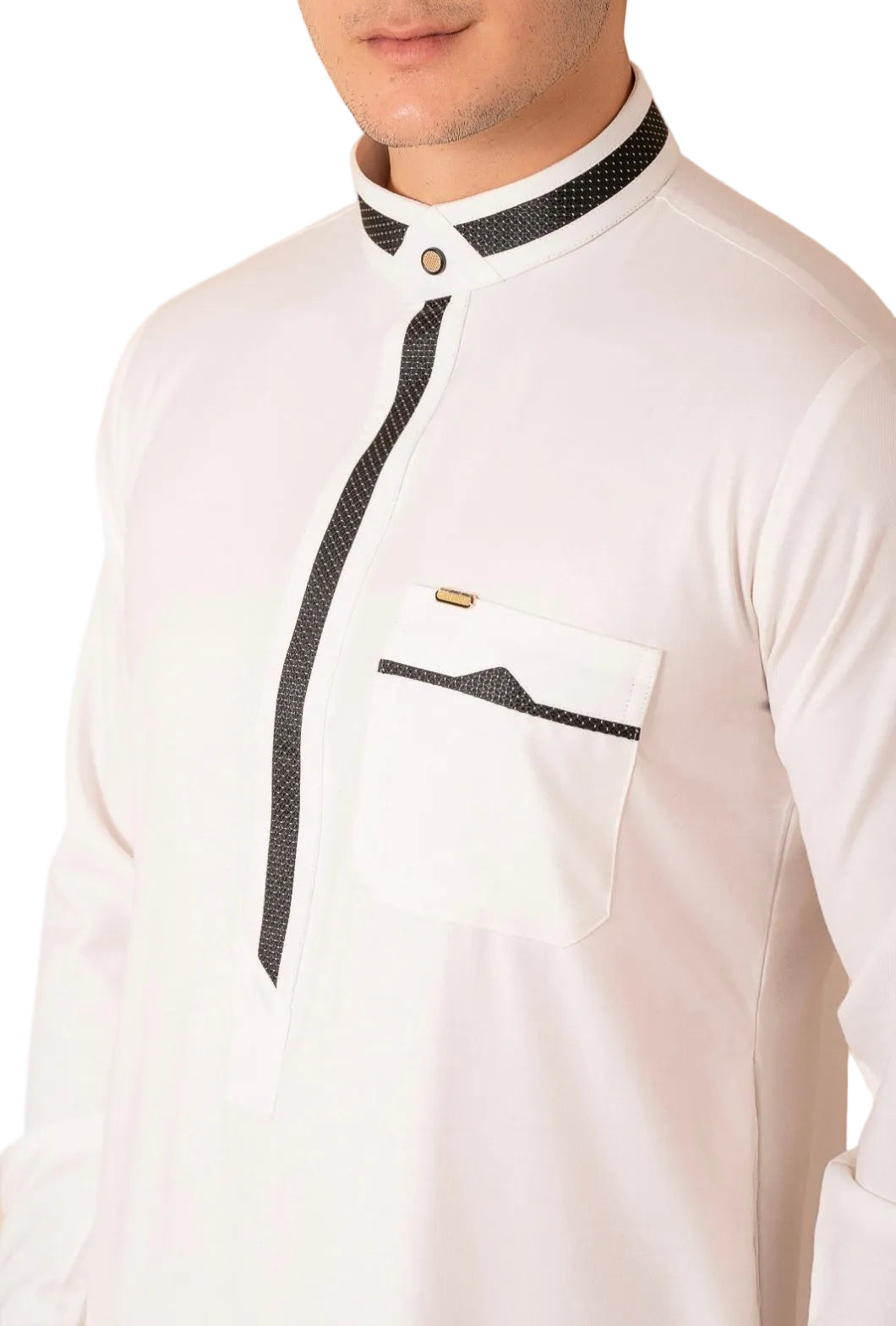 Premium White & Black Contrast Jubba