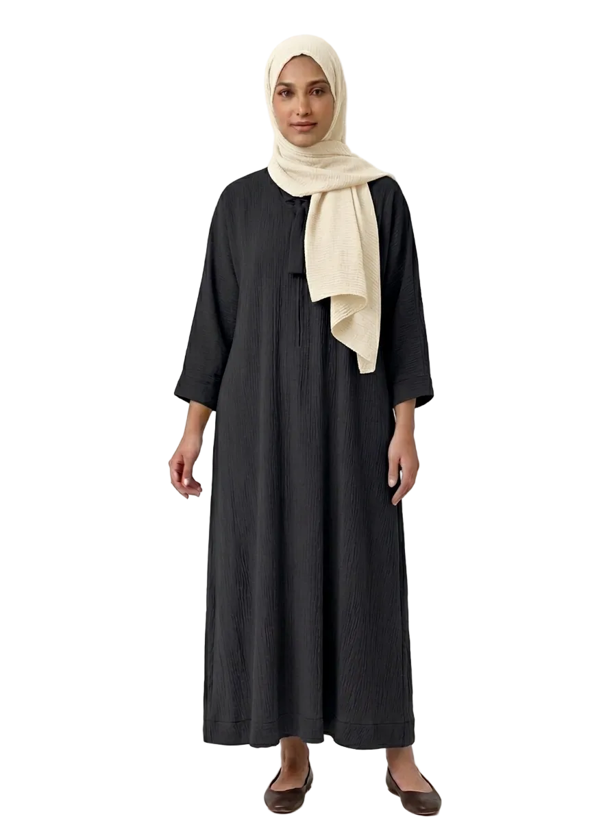 Kids Minimalist Crinkle Abaya (ZA1512K)
