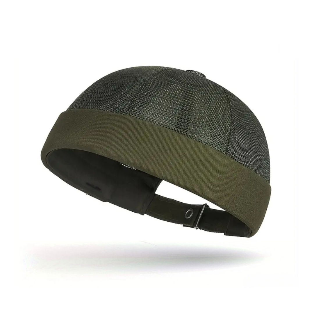 Mens Breathable Mesh Docker Hat - Dark Green