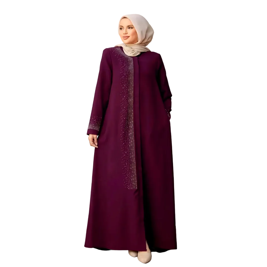 Luxe Fuschia Rhinestone Abaya - One Size