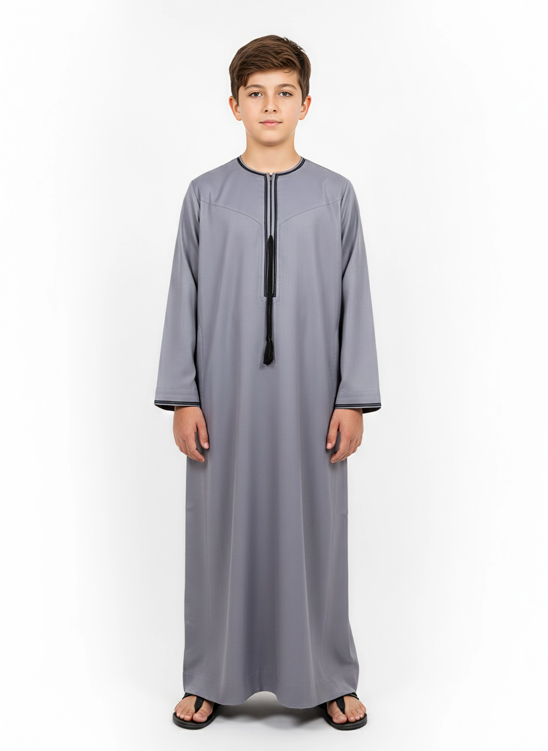 Kids Emirati Tassel Jubba Grey & Black