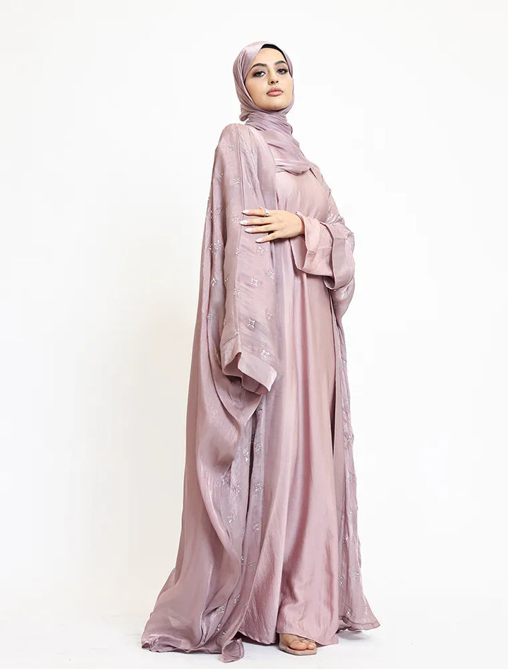 Rose Pink Sparkle Organza Kimono Set (ZA555)