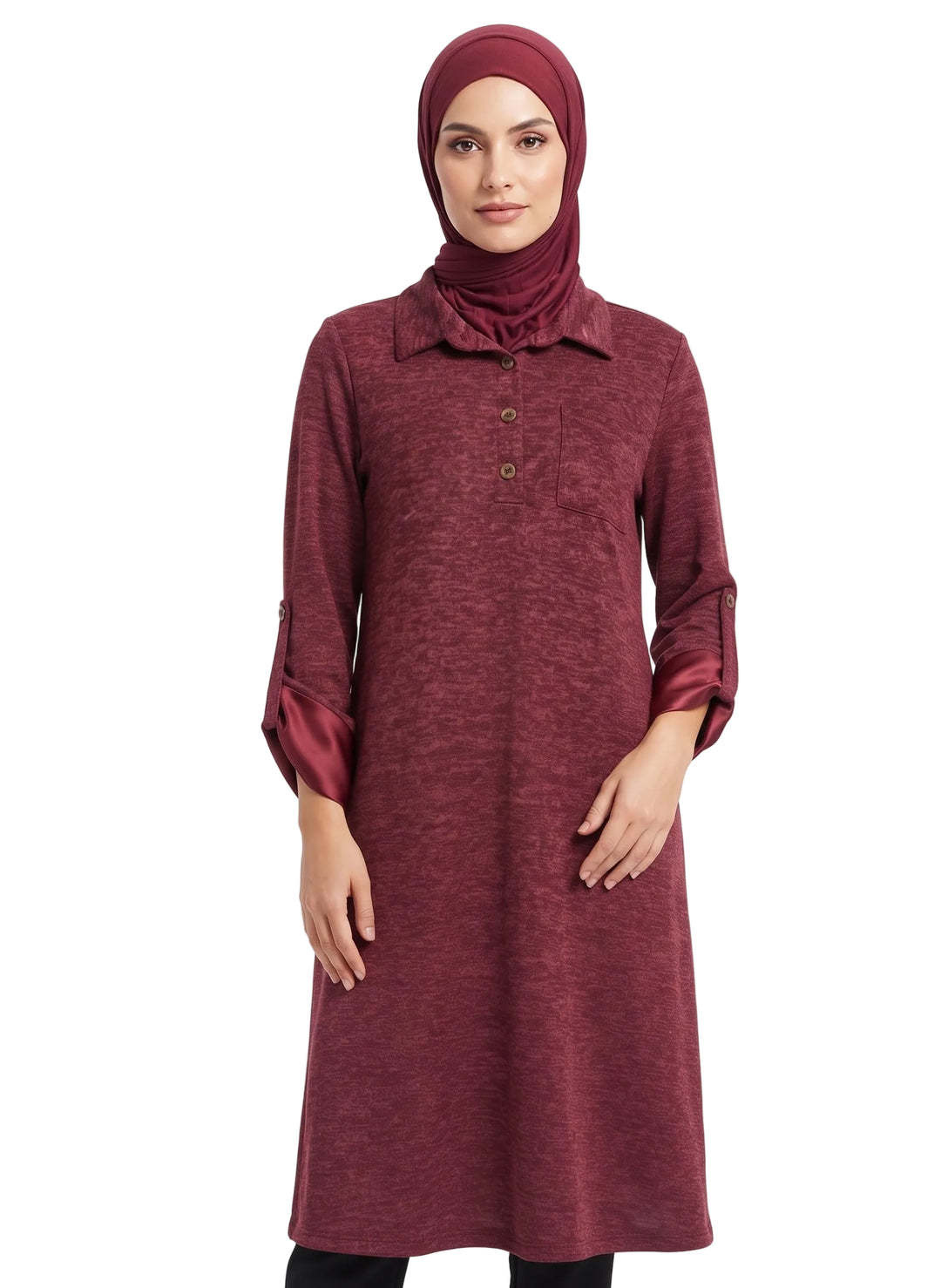 Comfort Shirt Dress Midi - Burgundy