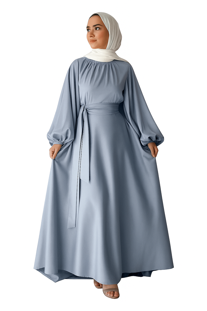 Satin Flowing Dress Abaya One Size