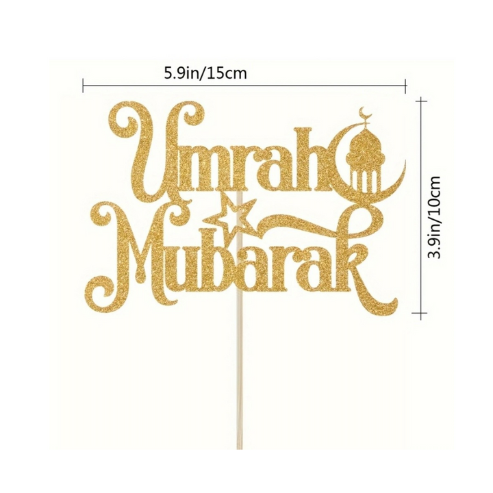 Umrah Mubarak Cake Topper Gold