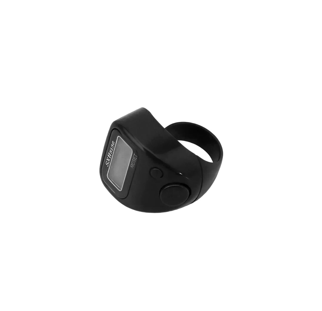 Black digital ring on a white background