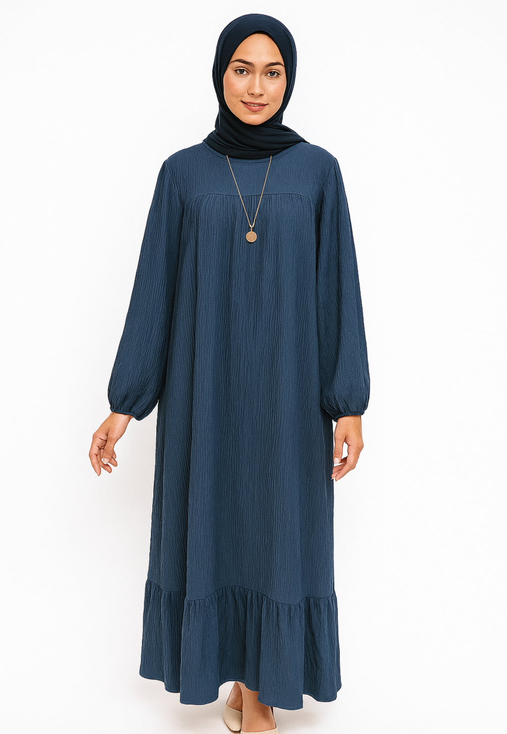 Ruffle Long Skirt Dress Blue