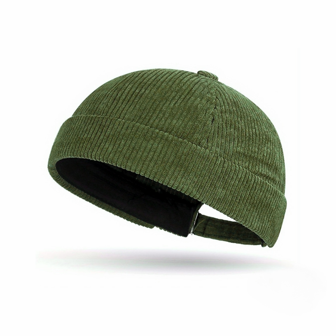 Mens Docker Corduroy Hat - Khaki Green