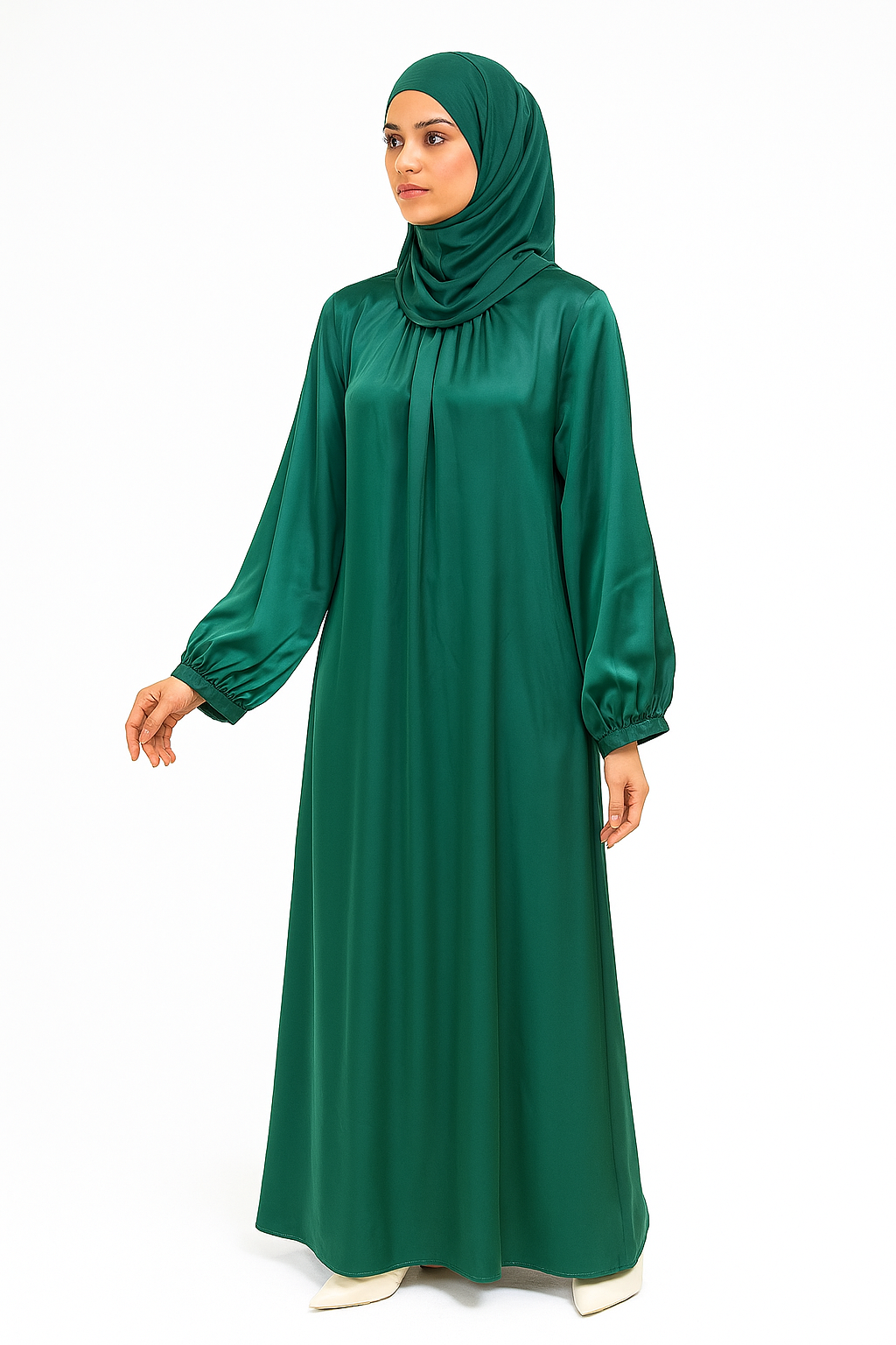 Satin Flowing Dress Abaya One Size