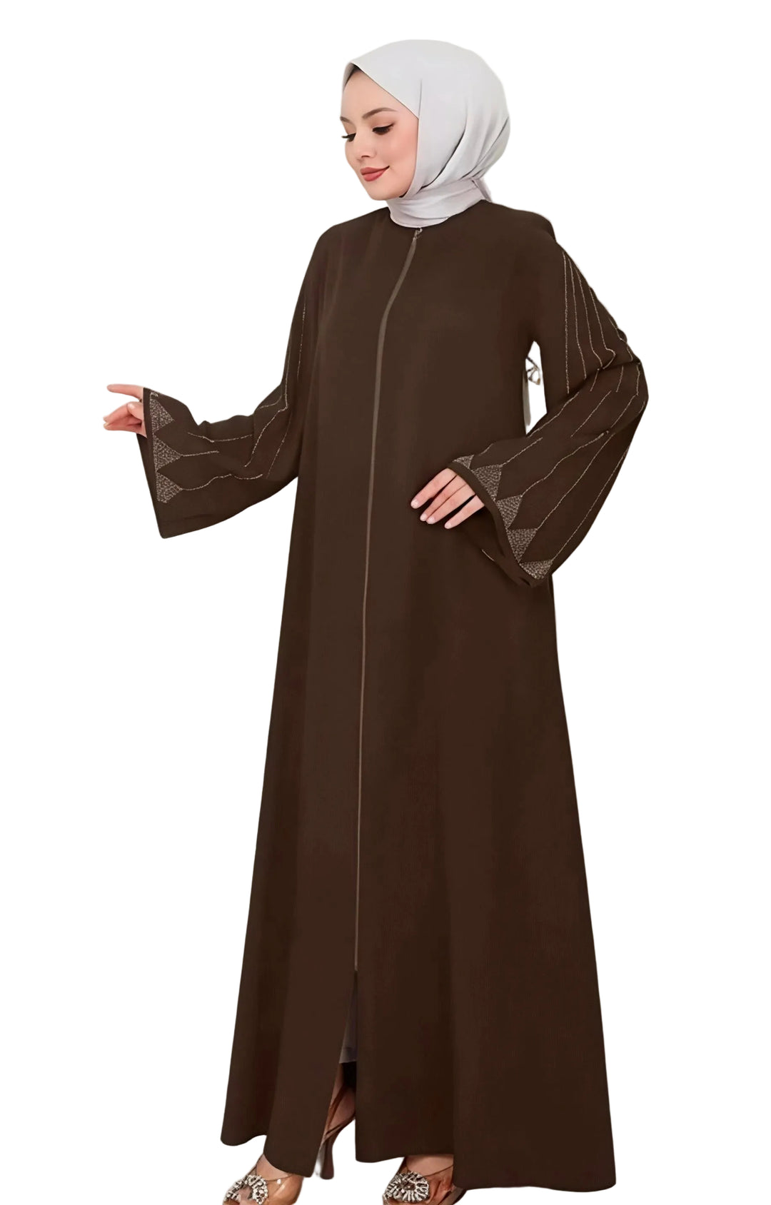 Aliza Brown Elegant Abaya - One Size
