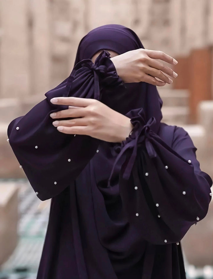 Pearl Violet Abaya 2 piece - One Size