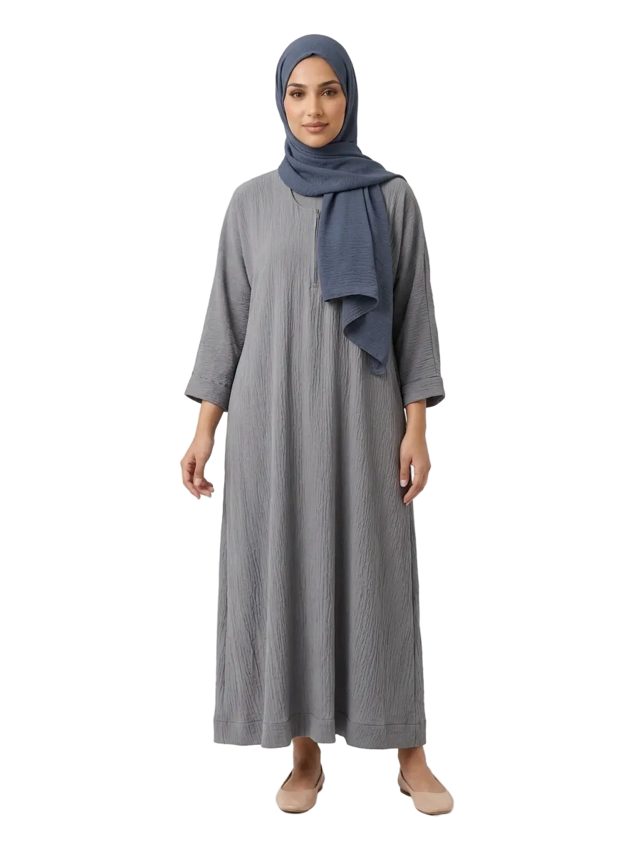 Kids Minimalist Crinkle Abaya (ZA1512K)