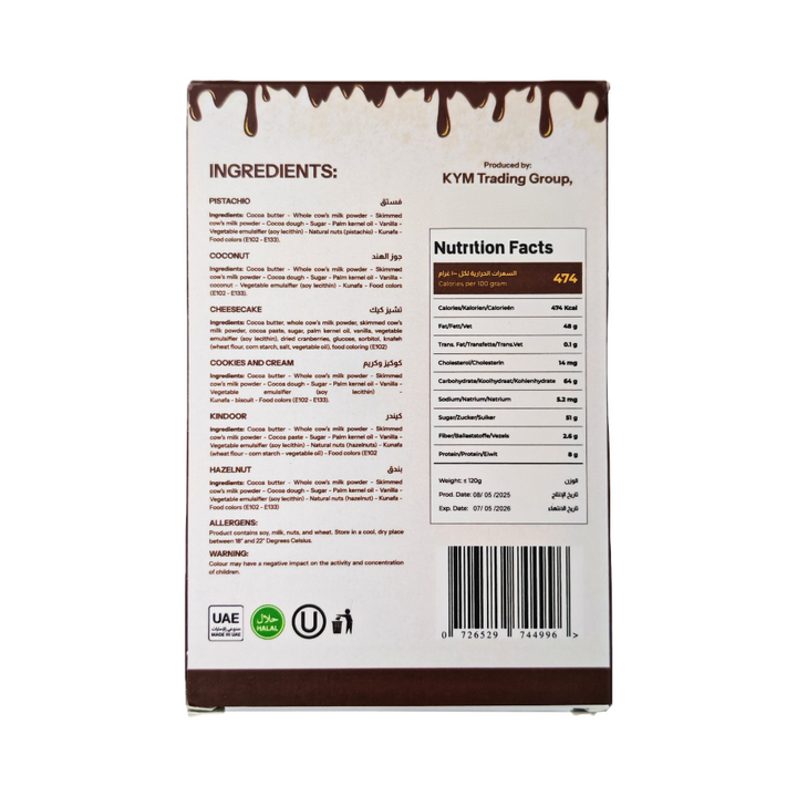 Dubai Kunafa Chocolate 6 in 1 - 120g